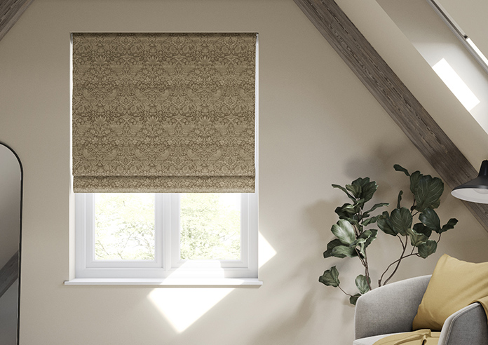 William Morris At Home Strawberry Thief, Woven Walnut - Twist&Fit Roman Blind - Image 3